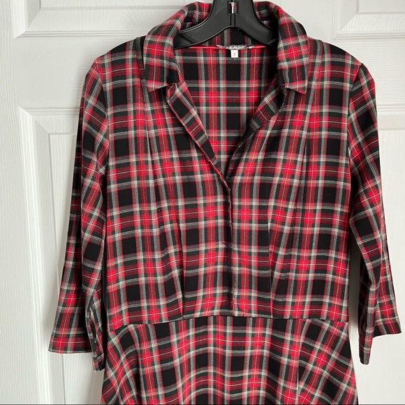 60S RETRO PLAID FIT AND FLARE DRESS - Picture 4 of 15